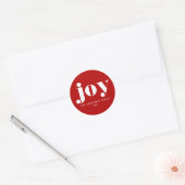 JOY Bold Typography Modern Christmas Red  ラウンドシール (封筒)