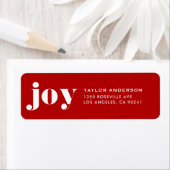 JOY Bold Typography Modern Christmas Red ラベル (インサイチュ)