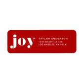 JOY Bold Typography Modern Christmas Red ラベル (正面)