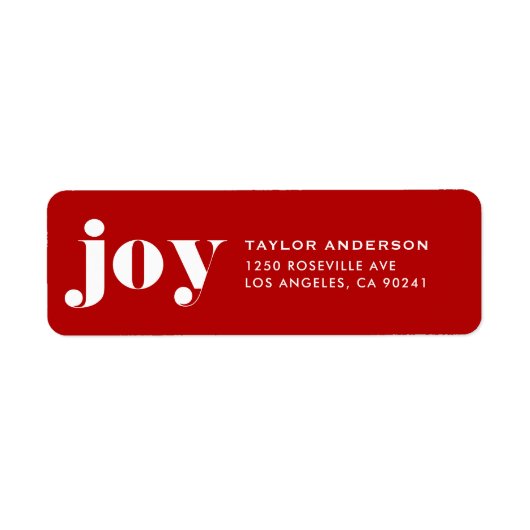 JOY Bold Typography Modern Christmas Red ラベル (正面)