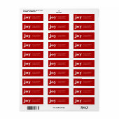 JOY Bold Typography Modern Christmas Red ラベル (フルシート)