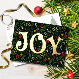 JOY Botanical Foil Holiday Post Card 箔シーズンポストカード
