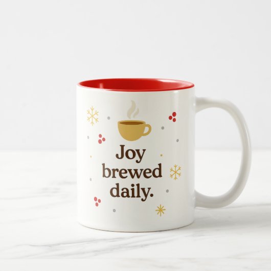 Joy Brewed Daily – Cozy Holiday Coffee Mug ツートーンマグカップ (右)