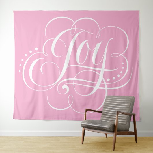 JOY Calligraphy Lettering Calm Happy Pink タペストリー (インサイチュ(横))
