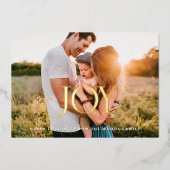 Joy Christmas写真感動的金ゴールド 箔シーズンカード (正面)