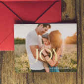 Joy Christmas写真感動的金ゴールド 箔シーズンカード