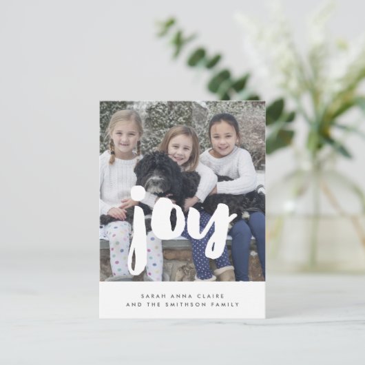 Joy Christmas家族の写真の休日 ポストカード (スタンド正面)