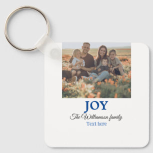 Joy christmas add family name photo holiday giftts キーホルダー