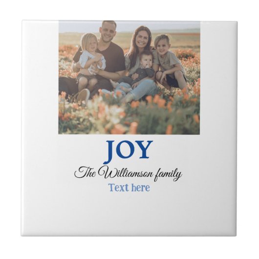 Joy christmas add family name photo holiday giftts タイル (正面)