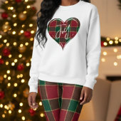Joy Christmas Holiday Red & Green Heart Tartan スウェットシャツ