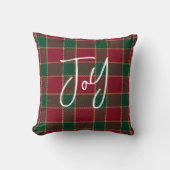 Joy Christmas Holiday Red & Green Tartan Pattern クッション (正面)