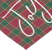 Joy Christmas Holiday Red & Green Tartan Pattern ショートテーブルランナー (コーナー)