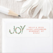 Joy Christmas Holly Red and Green Address ラベル (インサイチュ)