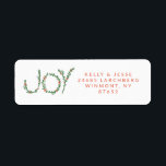 Joy Christmas Holly Red and Green Address ラベル<br><div class="desc">ジョイクリスマスホリーレッド&グリーン住所 シール</div>