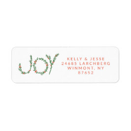 Joy Christmas Holly Red and Green Address ラベル