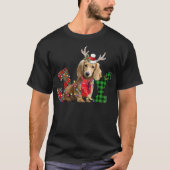 Joy Christmas Lights Long Haired Dachshund Dog San Tシャツ (正面)