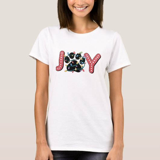 Joy Christmas PawプリントTシャツ Tシャツ (正面)
