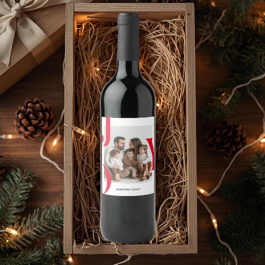 JOY Christmas | Personalized Holiday Photo Gift ワインラベル