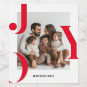 JOY Christmas | Personalized Holiday Photo Gift ワインラベル (シングルラベル)