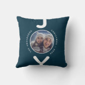 Joy Christmas photo blue white シンプル minimalist クッション (裏面)