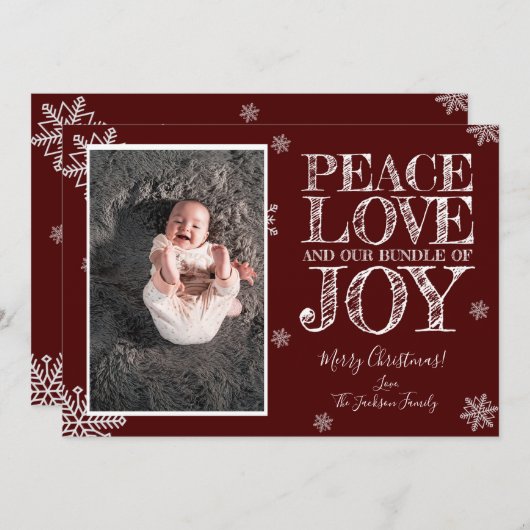 Joy Christmas Photo Cardのバンドル シーズンカード (正面/裏面)