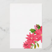 Joy Christmas Poinsettia Business Logo Blue 箔シーズンカード (裏面)