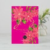 Joy Christmas Poinsettia Business Logo Red 箔シーズンカード (立ち正面)
