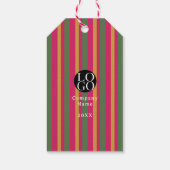 Joy Christmas Poinsettia Stripe Business Logo Gift ギフトタグ (裏面)