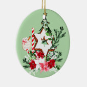 JOY Christmas Tree Flowers Candy Cane セラミックオーナメント (右)
