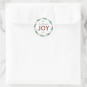 Joy Christmas Wreath Name Handwritten Script ラウンドシール (バッグ)