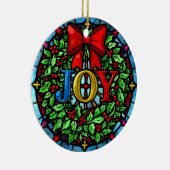 Joy Christmas Wreath Stained Glass セラミックオーナメント (右)