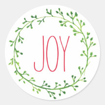 Joy Christmas Wreath Typography Quote Stickers