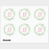 Joy Christmas Wreath Typography Quote Stickers ラウンドシール (シート)