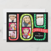 JOY Collage Christmas Photo Card Whimsical シーズンカード (正面)