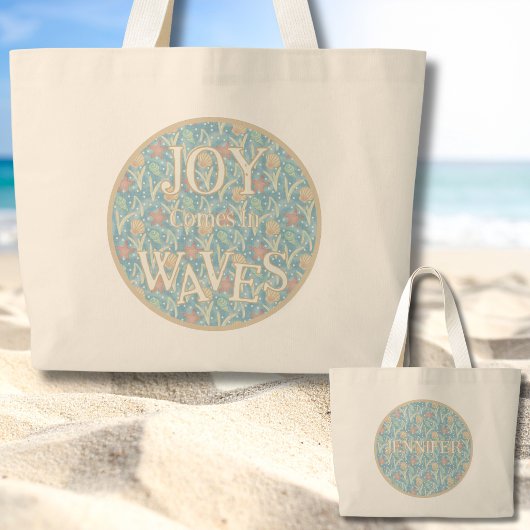 Joy Comes in Waves – Boho Beach ラージトートバッグ