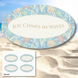 Joy Comes in Waves – Boho Beach Oval Sticker Set 楕円形シール