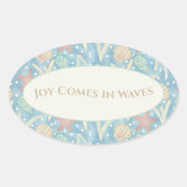 Joy Comes in Waves – Boho Beach Oval Sticker Set 楕円形シール (正面)