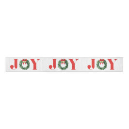 Joy Cozy Red Green Wreath Christmas Grosgrain Ribb グログランリボン