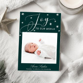 Joy Cute Script Photo Christmas Birth Announcement シーズンカード