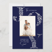 Joy Elegant Christmas Floral Typography Photo  シーズンカード (正面)