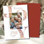 Joy Elegant Christmas Floral Typography Photo  シーズンカード