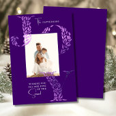 Joy Elegant Christmas Floral Typography Photo  シーズンカード