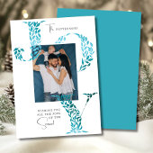 Joy Elegant Christmas Floral Typography Photo シーズンカード