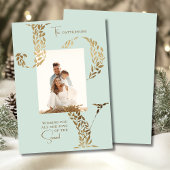 Joy Elegant Christmas Floral Typography Photo シーズンカード