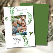 Joy Elegant Christmas Floral Typography Photo シーズンカード