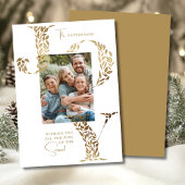 Joy Elegant Christmas Floral Typography Photo シーズンカード