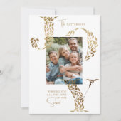 Joy Elegant Christmas Floral Typography Photo シーズンカード (正面)