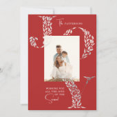 Joy Elegant Christmas Floral Typography Photo シーズンカード (正面)