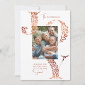 Joy Elegant Christmas Floral Typography Photo  シーズンカード (正面)