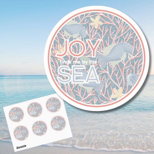 Joy Finds Me By The Sea – Boho Beach ラウンドシール
